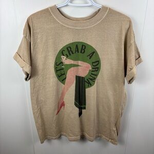 Girl Dangerous Let's Grab A Drink Boyfriend Graphic Tee sz S Martini Sexy *FLAW*